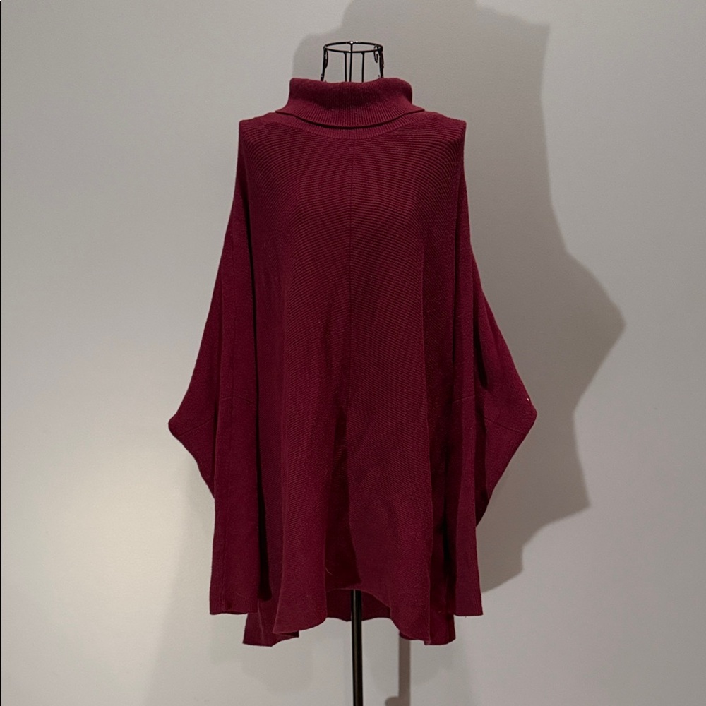 Purple Turtleneck Poncho Style Sweater